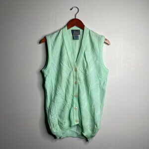 90s vintage green button up v-neck sweater vest size small